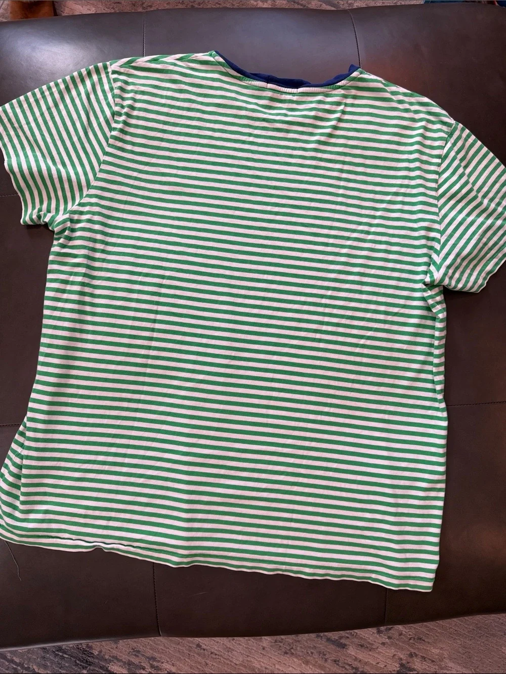 Polo Ralph Lauren Green & White Stripe Cotton Crewneck Tee